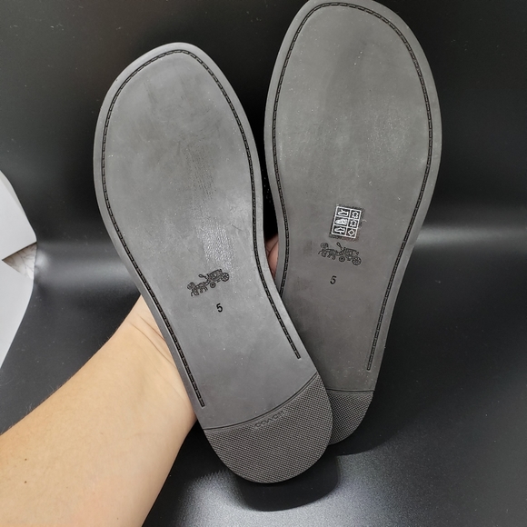 Coach size 5 black Rivet Tea Rose slide sandal - Picture 6 of 10